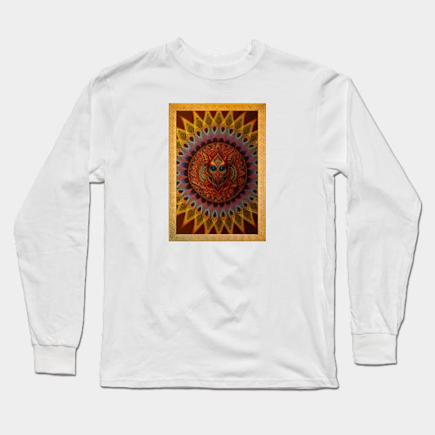 Framed Owl Mandala Long Sleeve T-Shirt by Mazzlo Shop